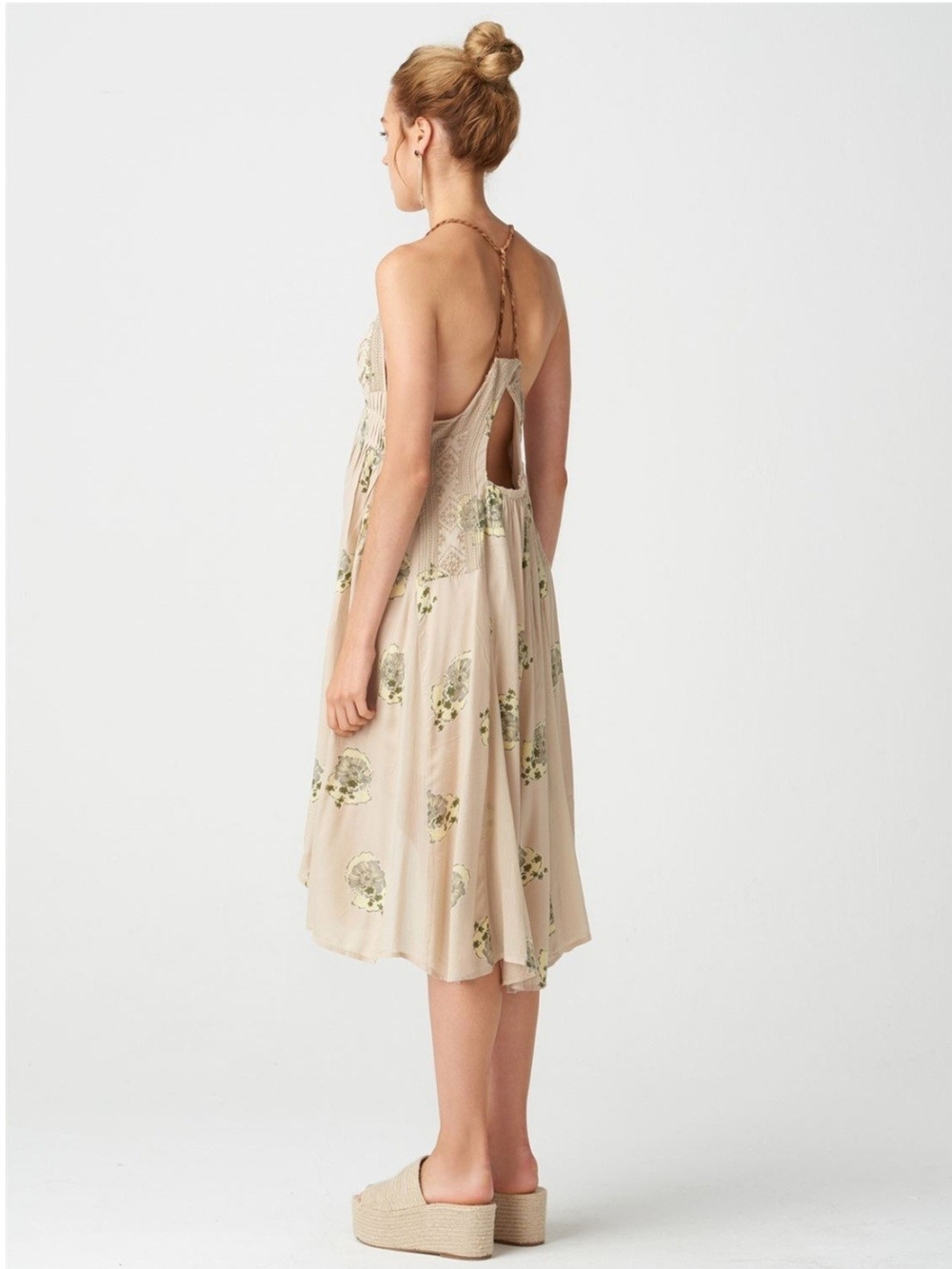 Free People Beige Floral Backless Dress - Picture 4 of 6